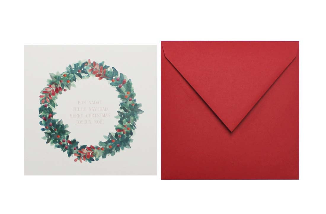 Postal nadalenca Corona aquarel·la