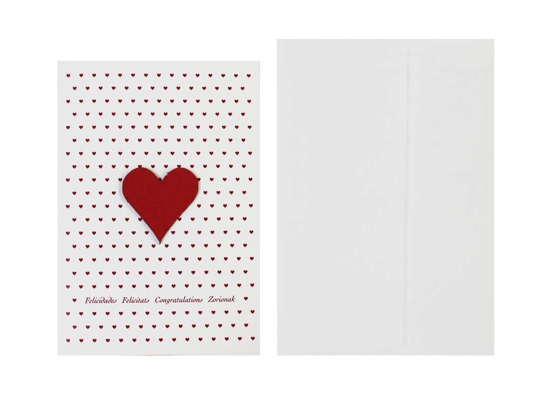Postal fondo + corazón tela