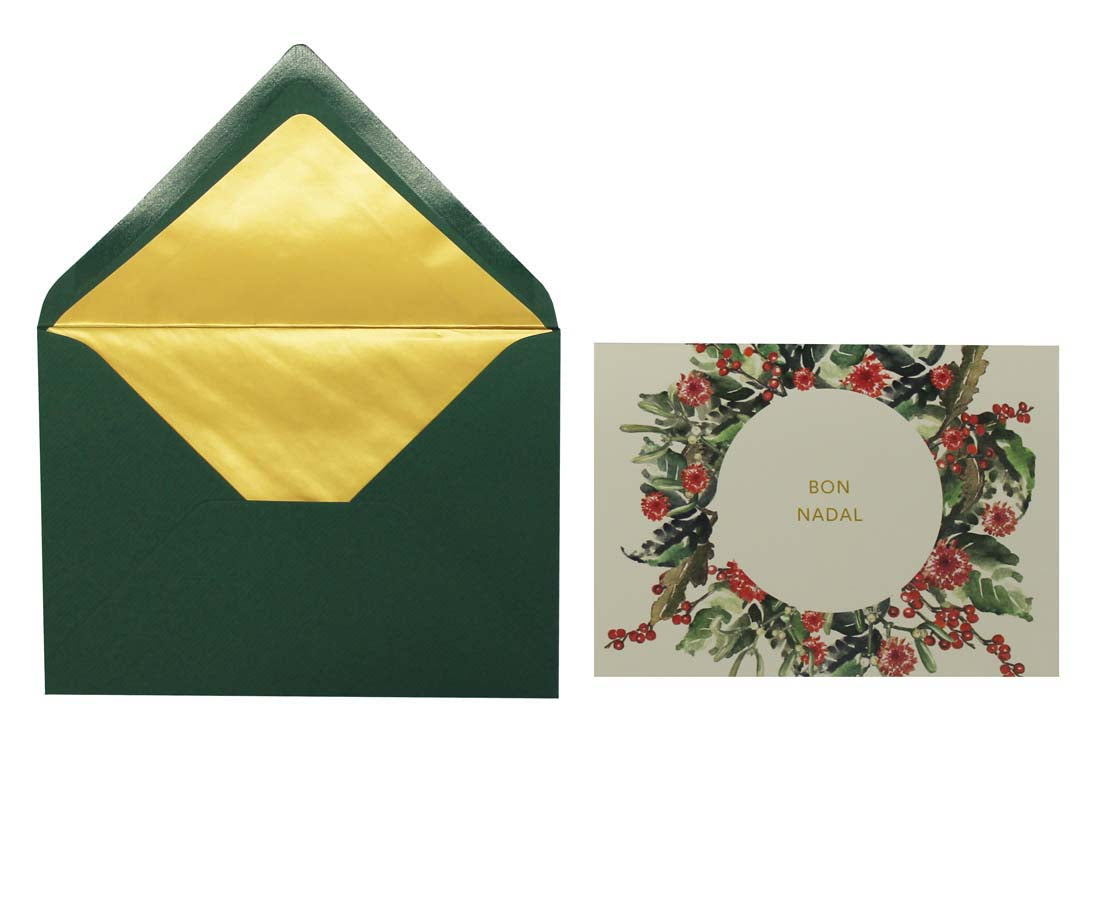 Christmas card green leaves Catalan Christmas