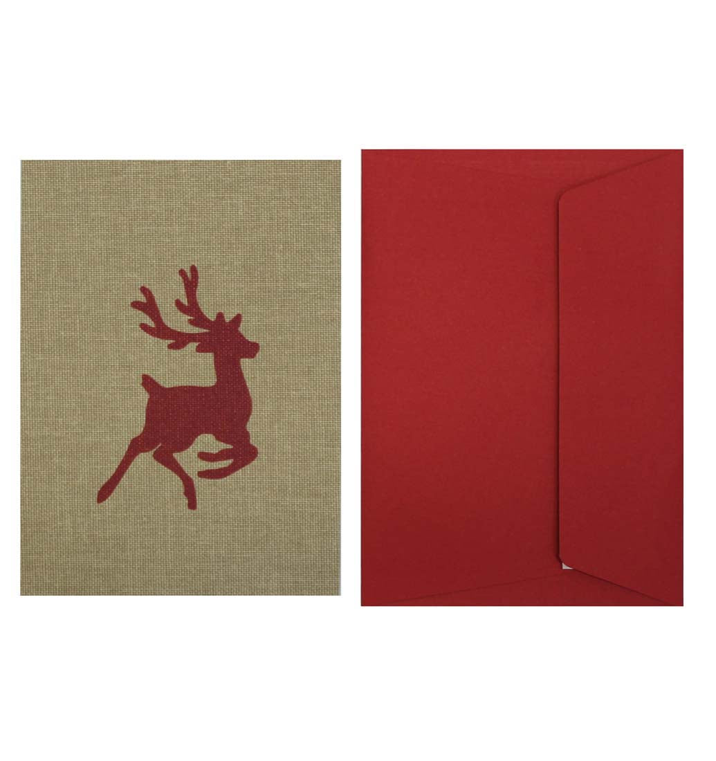 Red Reindeer Fabric Christmas Card