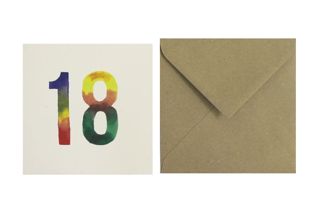 Postal Números Aquarel·les 18
