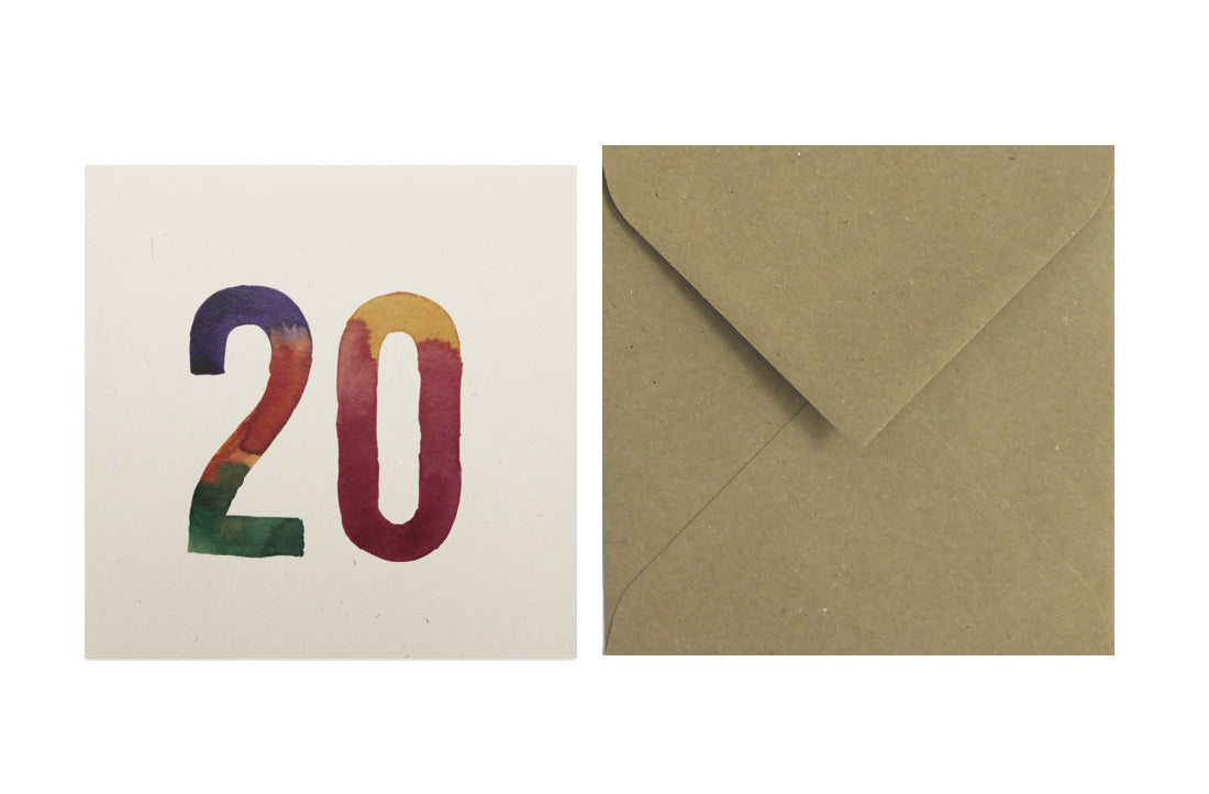 Postal Números Aquarel·les 20
