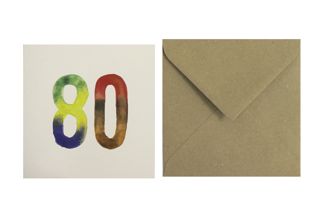 Postal Números Acuarelas 80