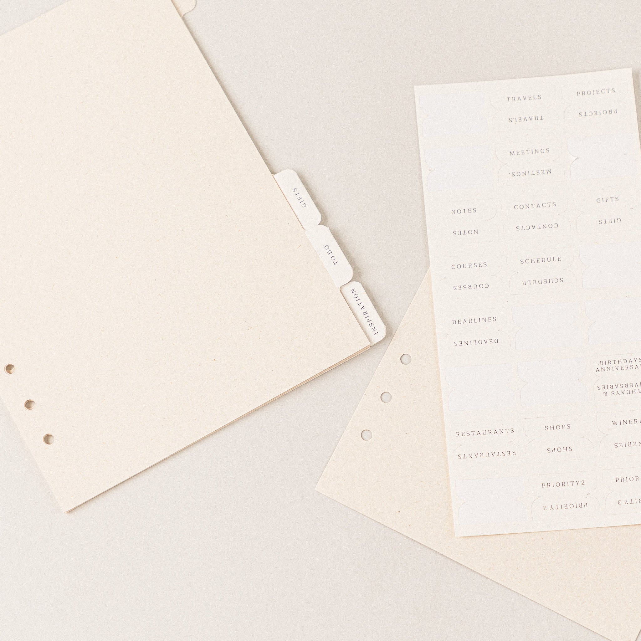 Recambio separadores de papel reciclable con stickers
