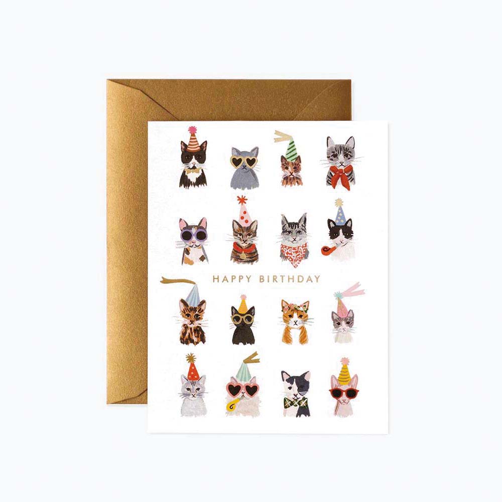 Tarjeta felicitación cumpleaños gatos Cool Cats Birthday - Rifle Paper