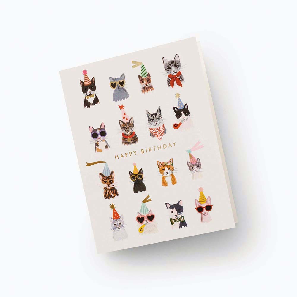 Tarjeta felicitación cumpleaños gatos Cool Cats Birthday - Rifle Paper