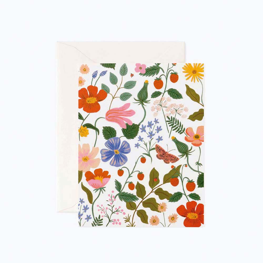 Tarjeta Postal Flores Strawberry Fields Cream - Rifle Paper