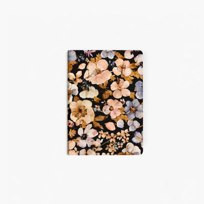 Libreta Grapada A6 36 hojas - Pressed Flowers Dark