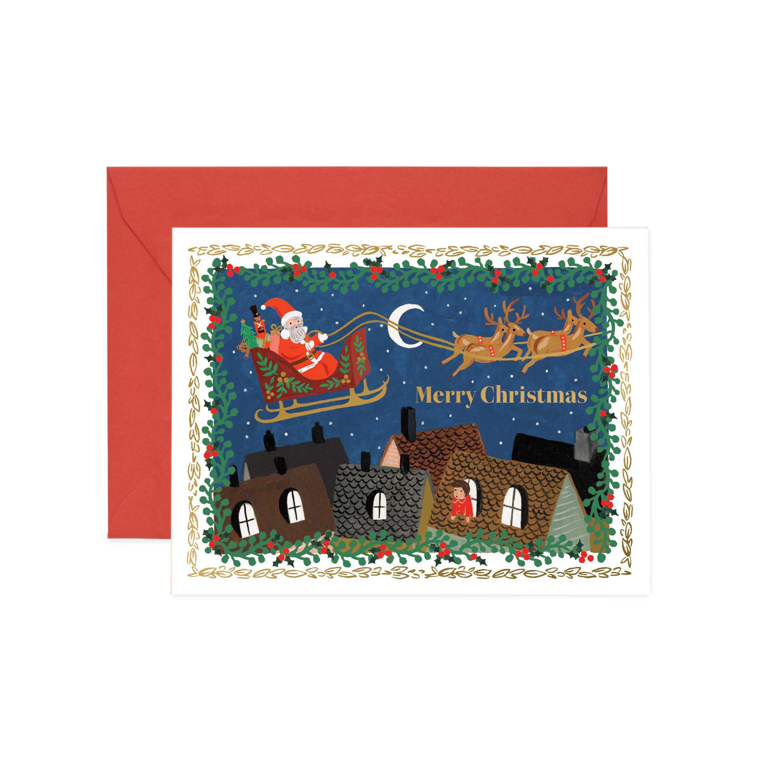 Over the Rooftops Christmas Postcard - Rifle Paper Co
