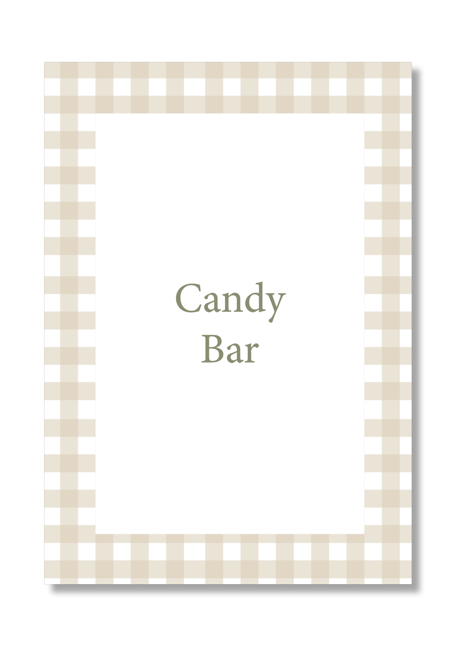 Customizable Candy Bar print with Vichy designs. A5 size.