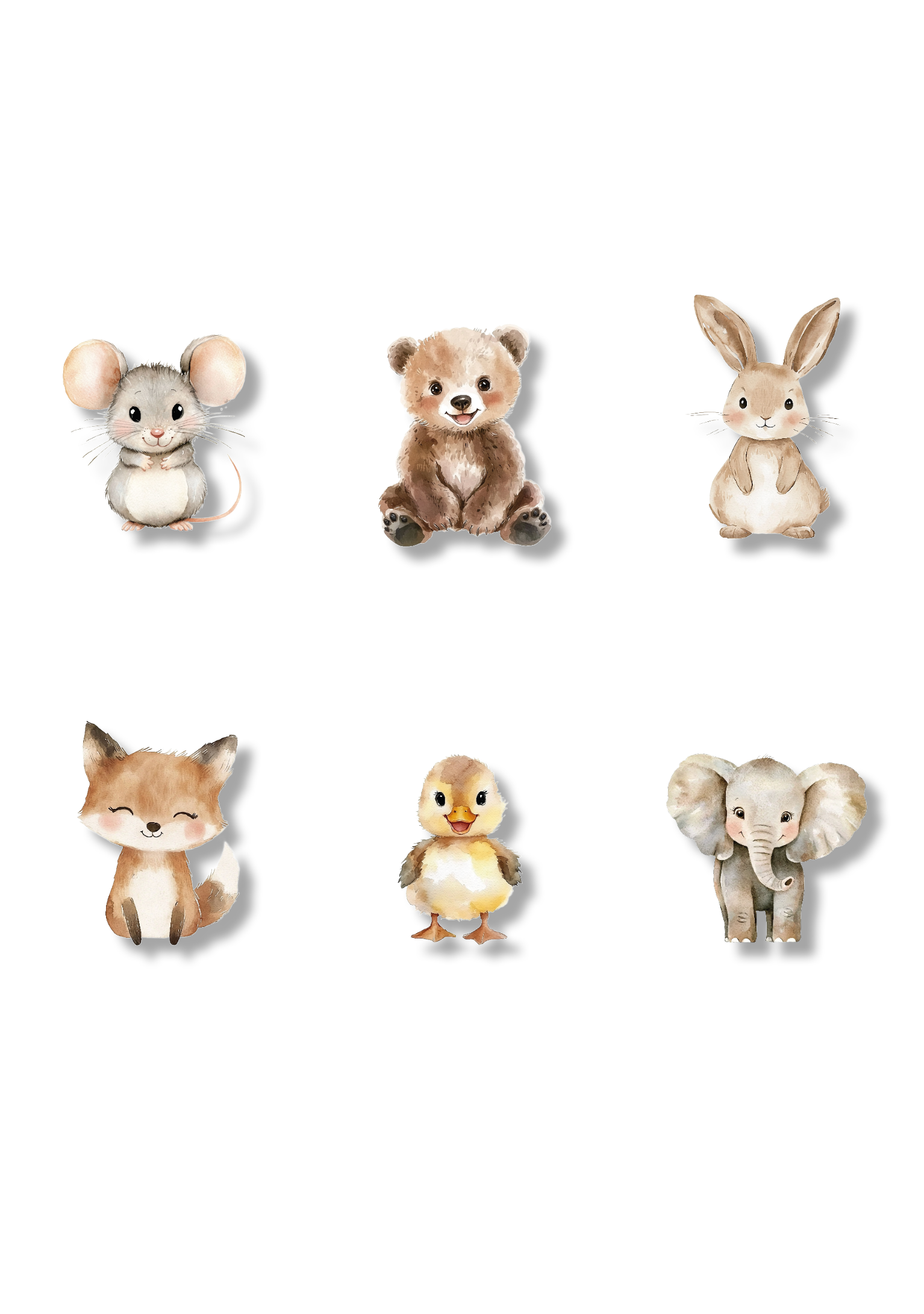 Lámina bautizo personalizable Bienvenida Vichy Animales.Tamaño A5.