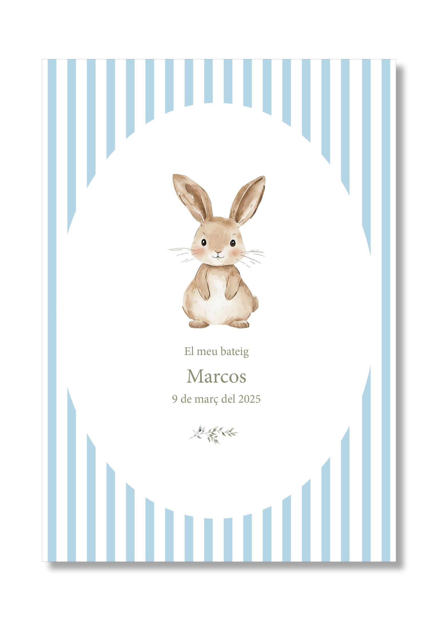 Lámina bautizo personalizable Bienvenida Rayas Animales.Tamaño A5.
