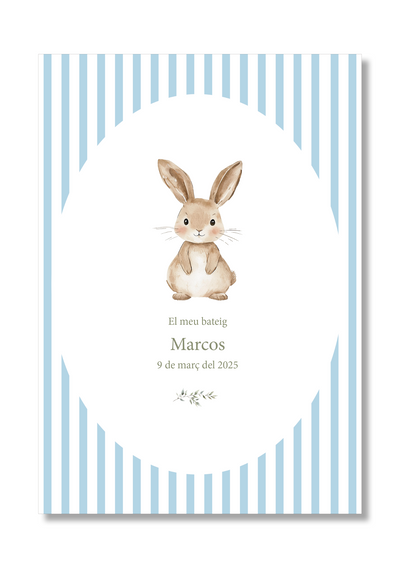 Lámina bautizo personalizable Bienvenida Rayas Animales.Tamaño A5.