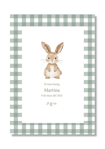 Lámina bautizo personalizable Bienvenida Vichy Animales.Tamaño A5.