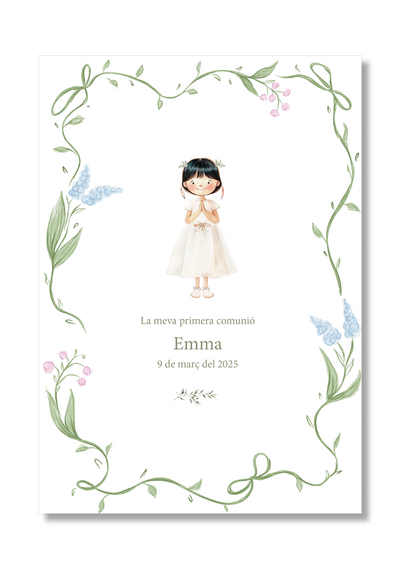 Personalizable First Communion print Flowers. A5 size.