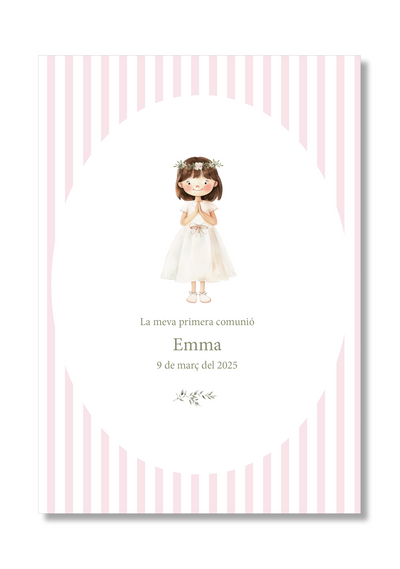 Personalizable communion print Stripes. A5 size.