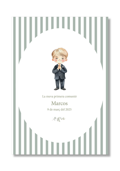 Personalizable communion print Stripes. A5 size.