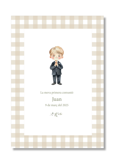 Customizable Vichy communion print. A5 size.
