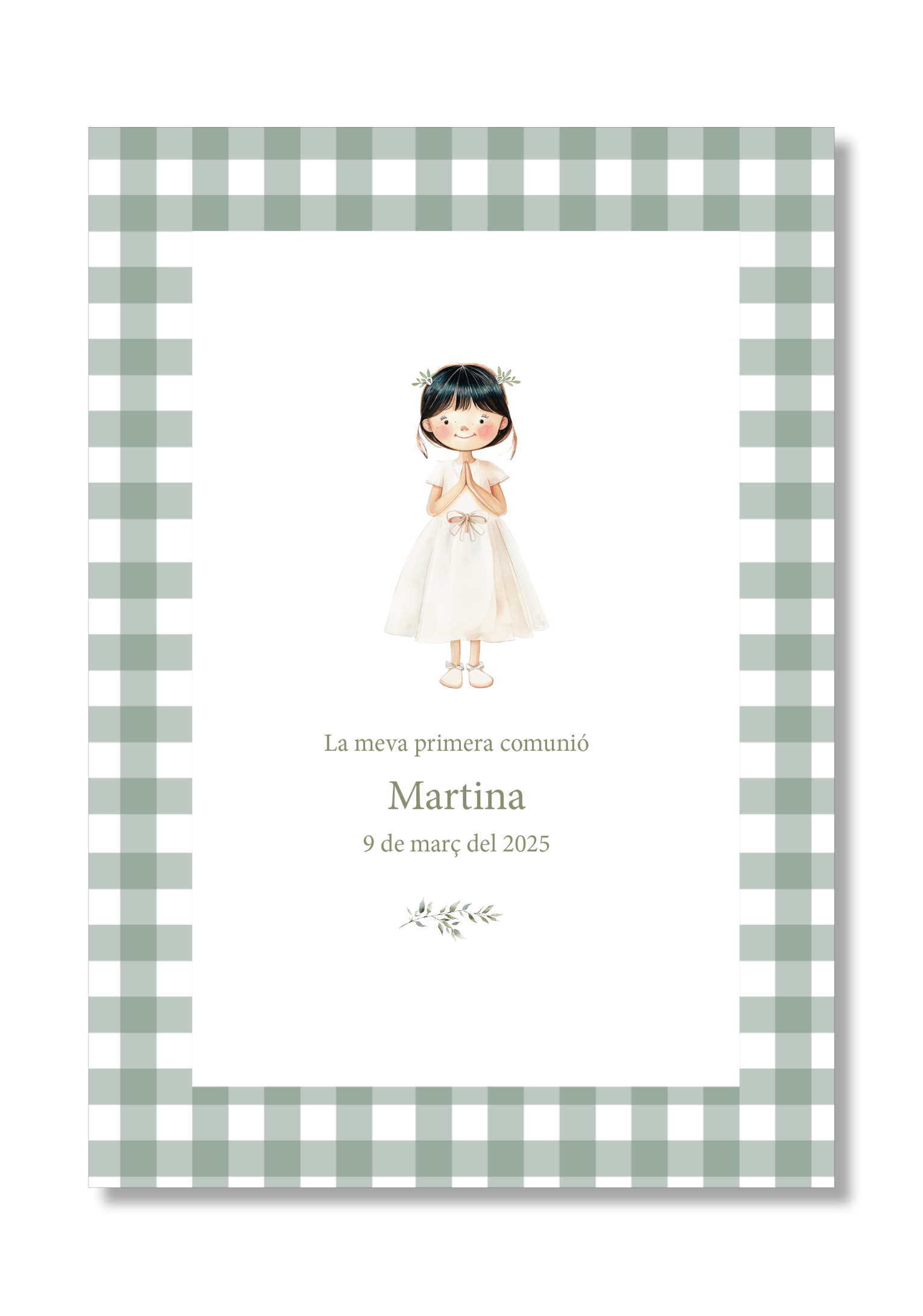 Customizable Vichy communion print. A5 size.