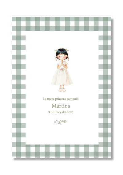 Customizable Vichy communion print. A5 size.