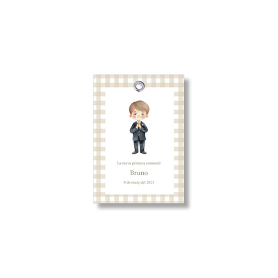 Customizable Vichy communion label. Size 55x80mm.