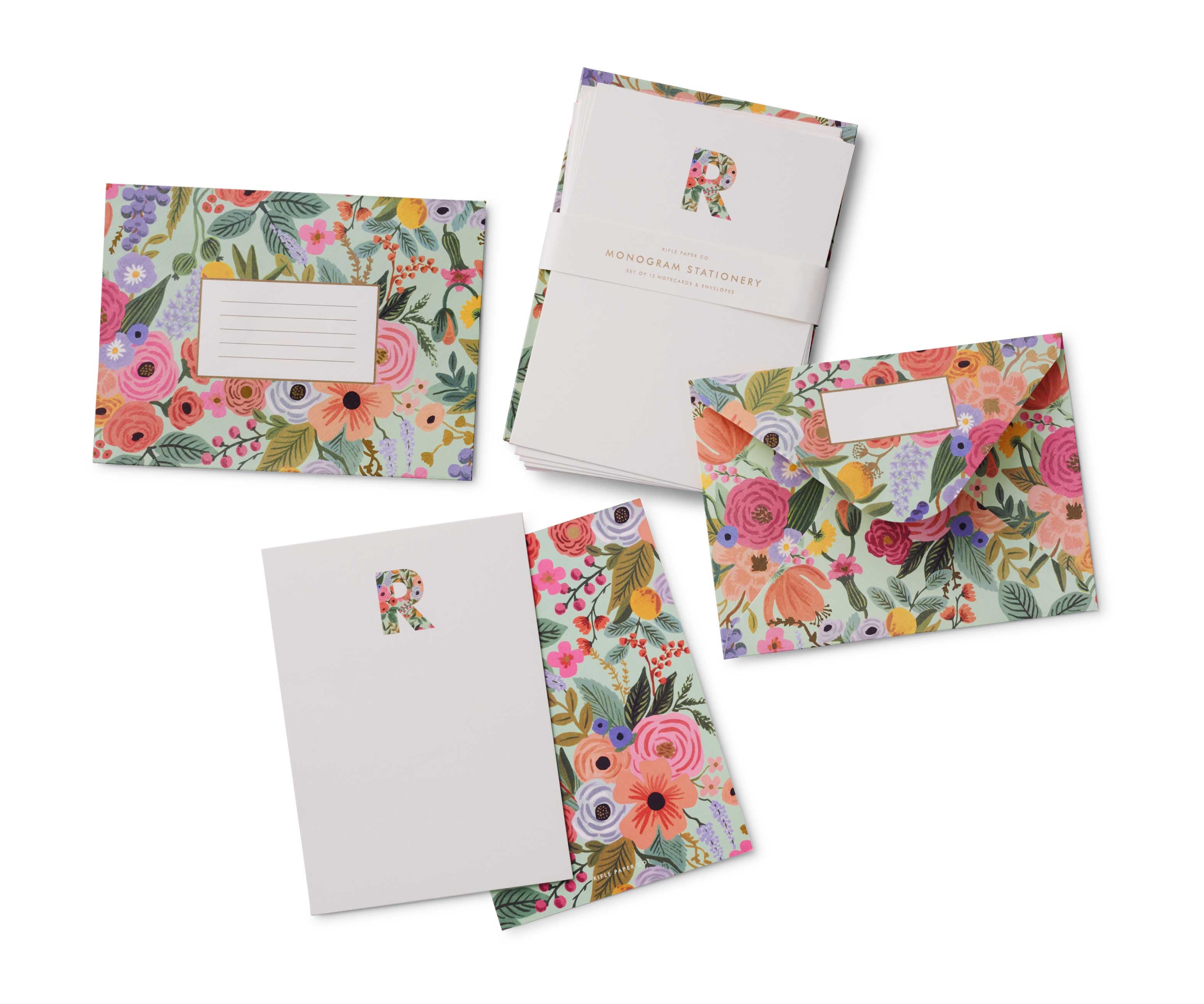 Juego de notas con sobres con Monograma de A a Z Garden Party - Rifle Paper Co.