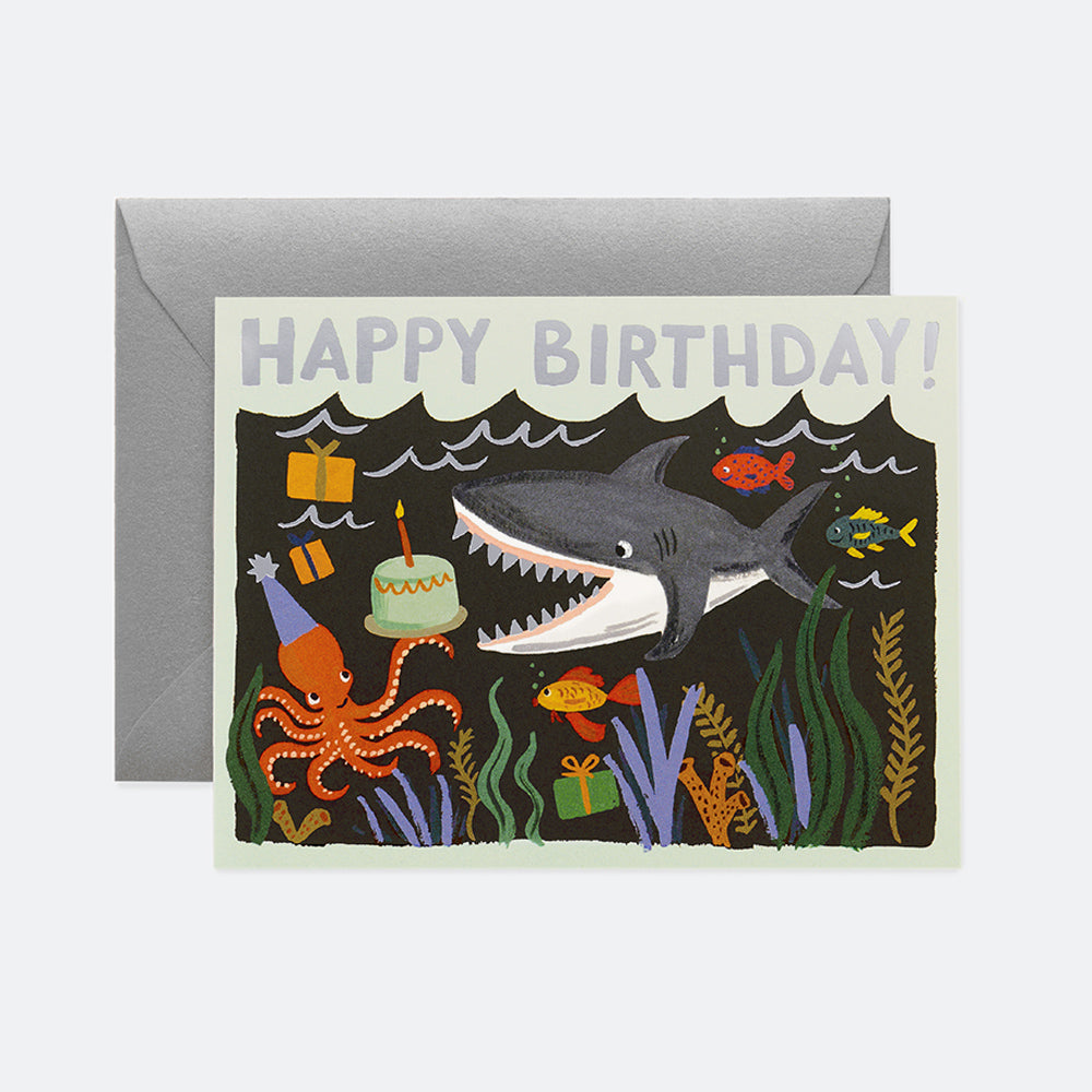 Postal Felicitación Cumpleaños Tiburón Shark Birthday - Rifle Paper