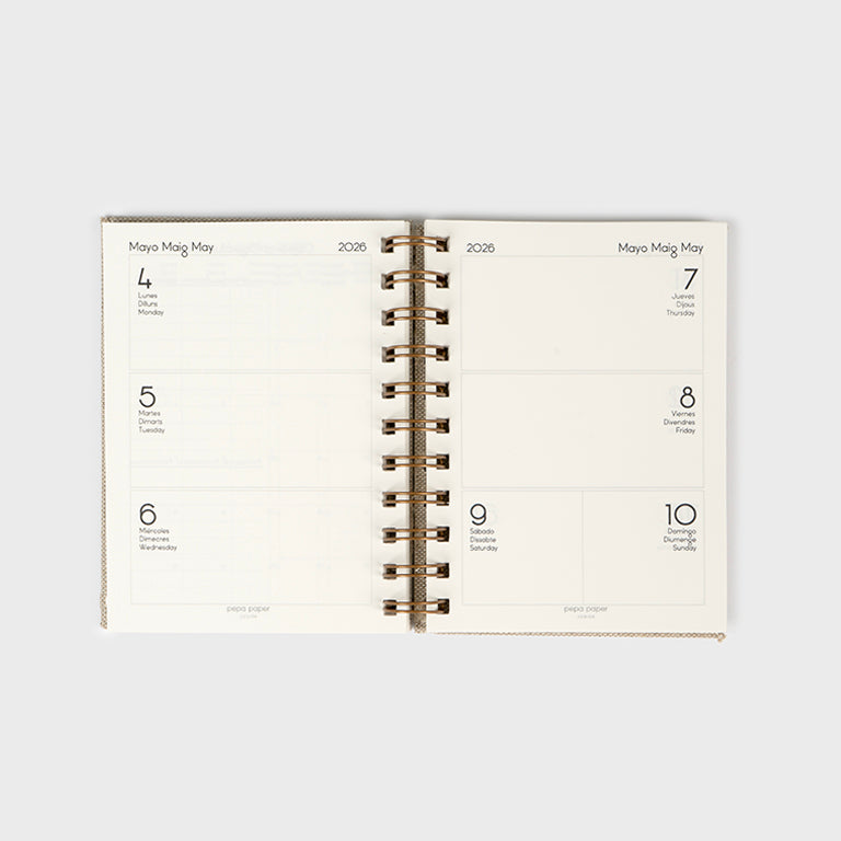 Agenda 2026 A6 Semana Vista (12 meses)