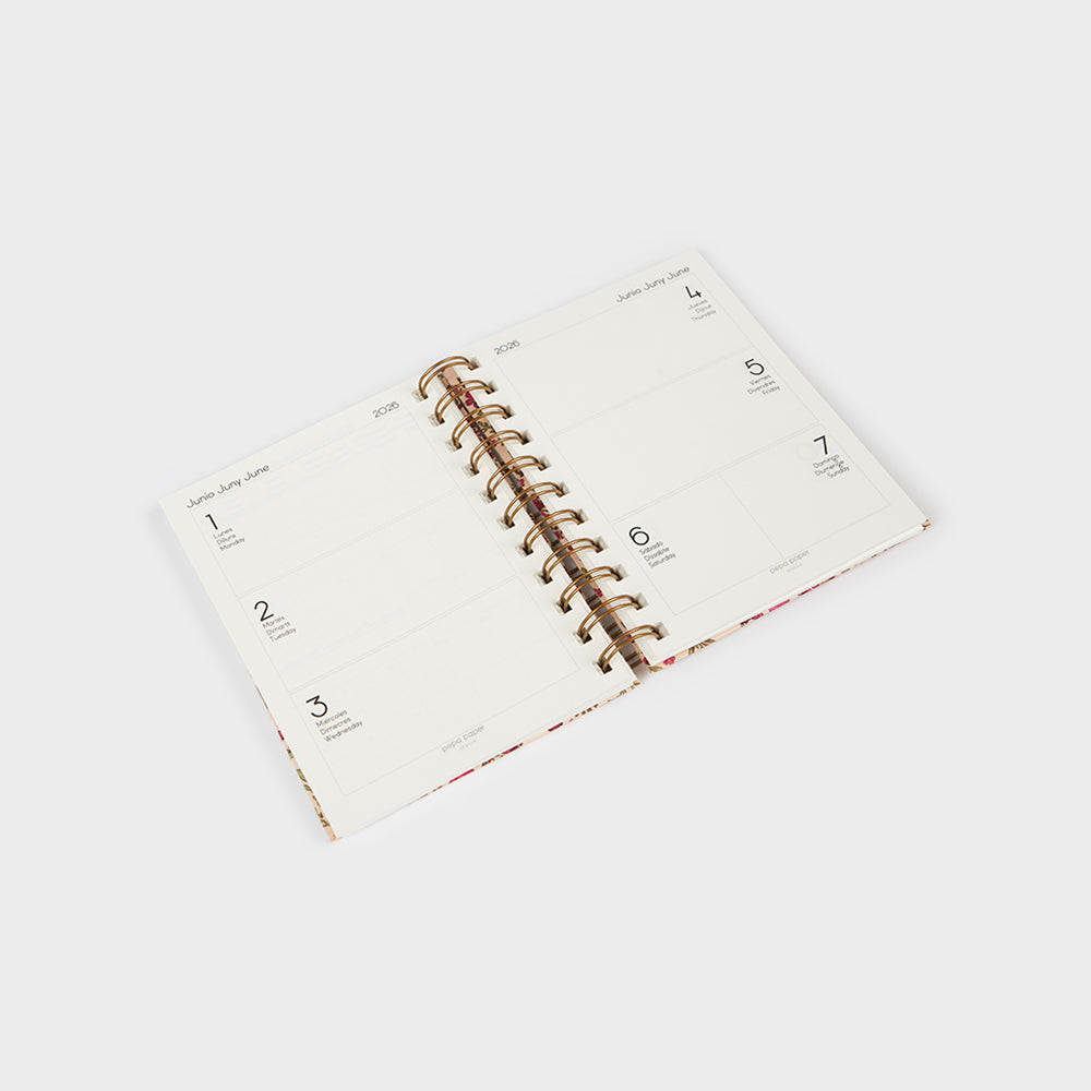 Agenda académica A6 2025-26 - Floral Roses