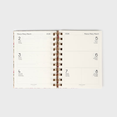 Agenda 2026 A6 Week View (12 months) - Floral Roses