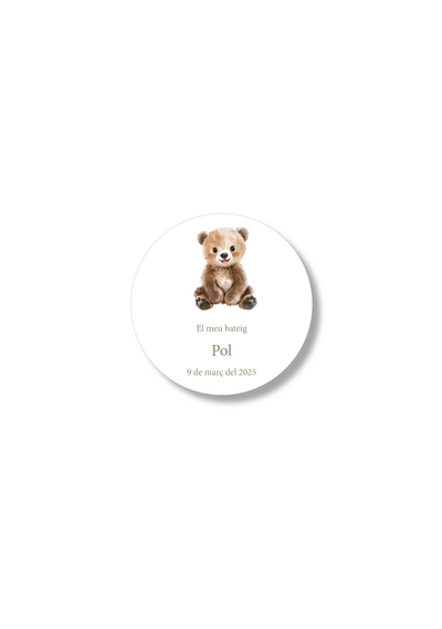Adhesivos bautizo personalizables Clásica. 60 mm de diámetro.