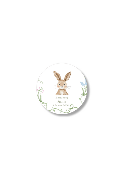 Customizable baptism stickers Flowers Animals. 60mm diameter.