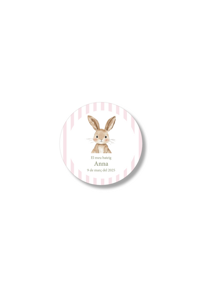 Adhesivos bautizo personalizables Rayas  Animales. 60 mm de diámetro.
