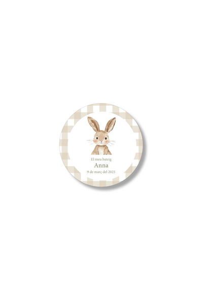 Adhesivos bautizo personalizables Vichy. 60 mm de diámetro.