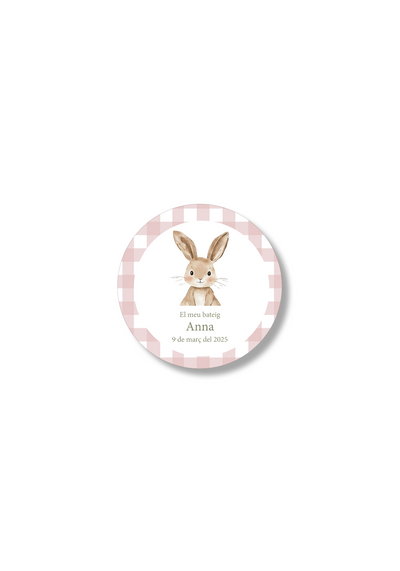 Adhesivos bautizo personalizables Vichy. 60 mm de diámetro.