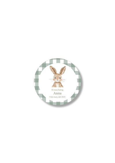 Adhesivos bautizo personalizables Vichy. 60 mm de diámetro.