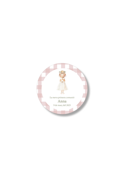 Vichy customizable communion stickers. 60 mm diameter.