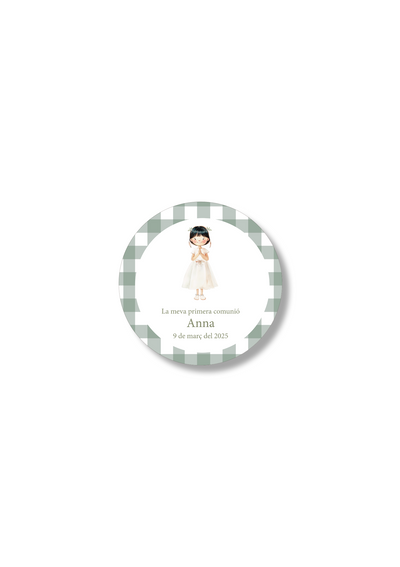 Vichy customizable communion stickers. 60 mm diameter.