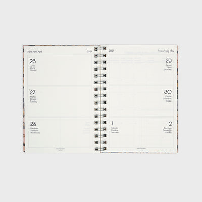 Agenda académica A5 2026-27 - Pressed Flowers Dark