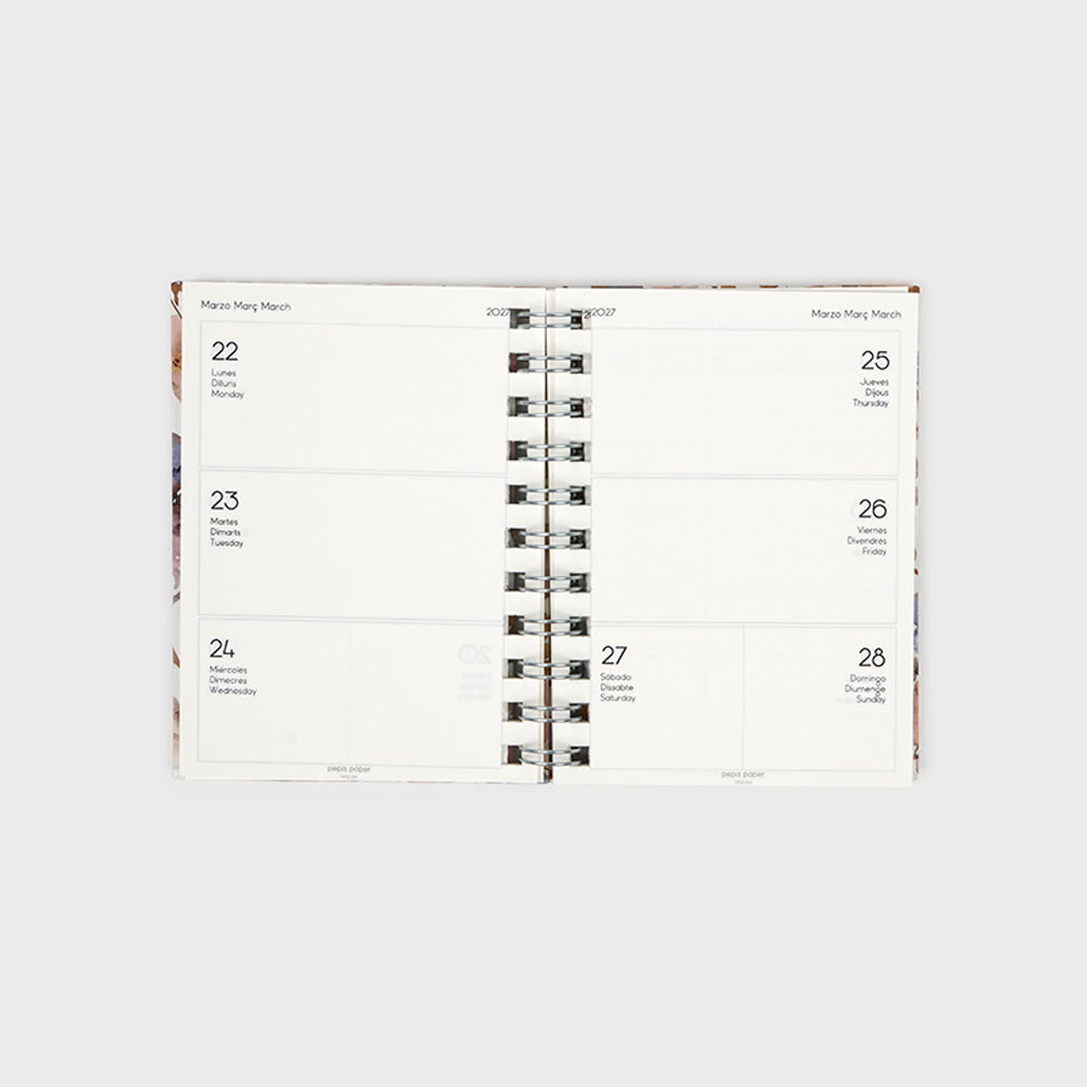 Agenda académica A6 2026-27 - Pressed Flowers Light