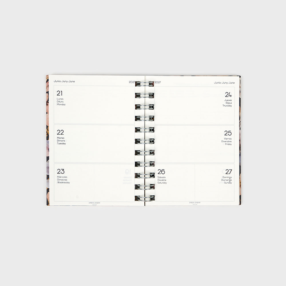 Agenda académica A6 2026-27 - Pressed Flowers Dark