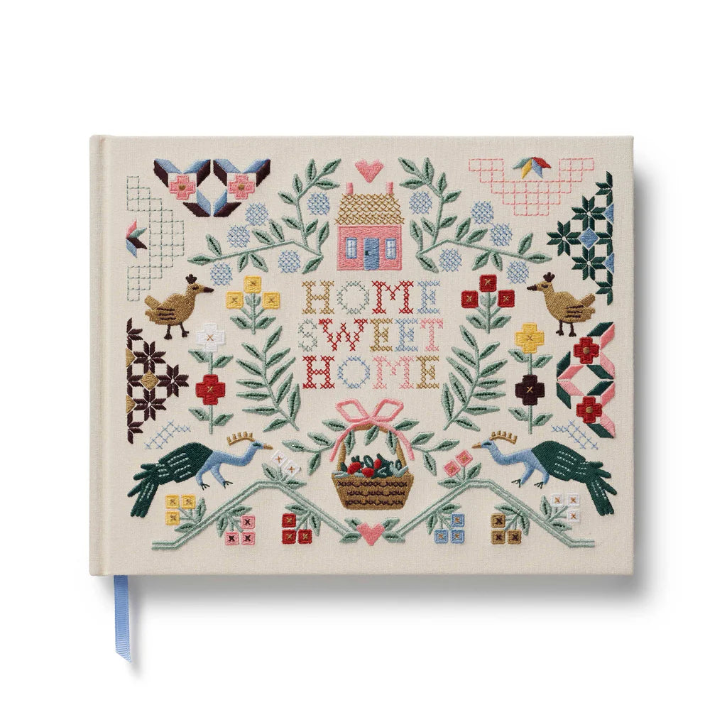 Libro de invitados en tela bordada - Home Sweet Home- Rifle Paper Co