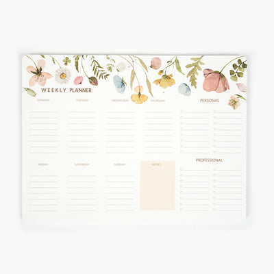 Pack "Spring Flowers" I Libreta + Planificador + Bloc Notas + Bolígrafo + Portabolígrafos