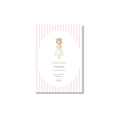 Recordatorio de comunión personalizado Rayas (Packs 12-60)