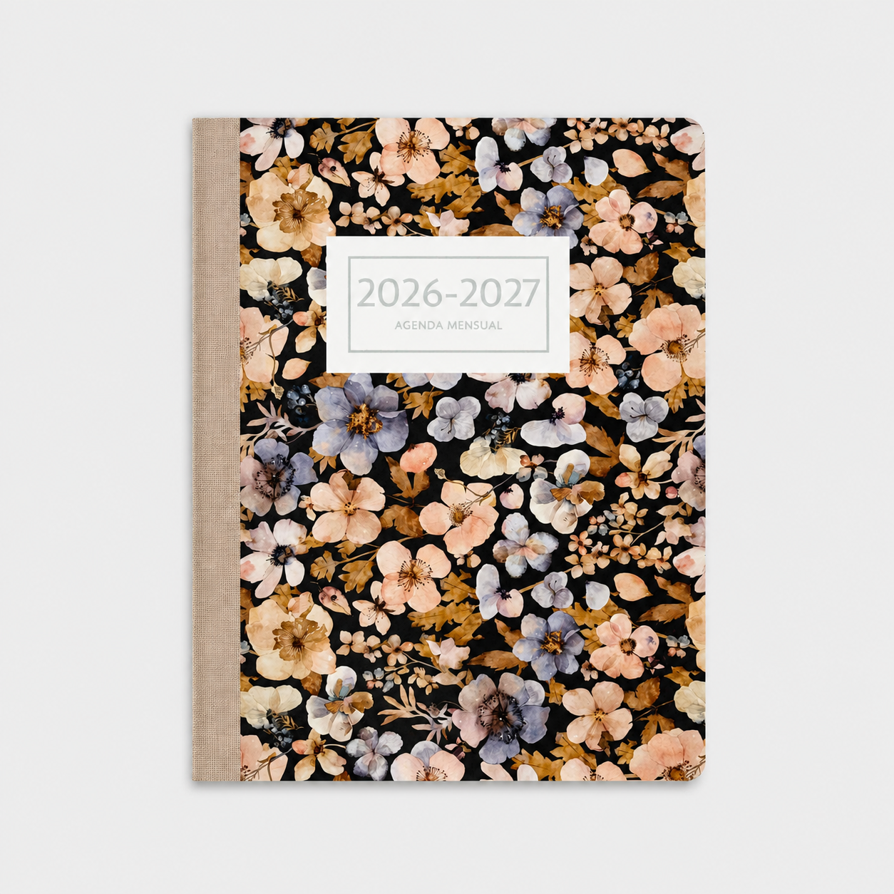 Agenda Mensual 2026-27 Castellano - 16 meses - Pressed Flowers Dark