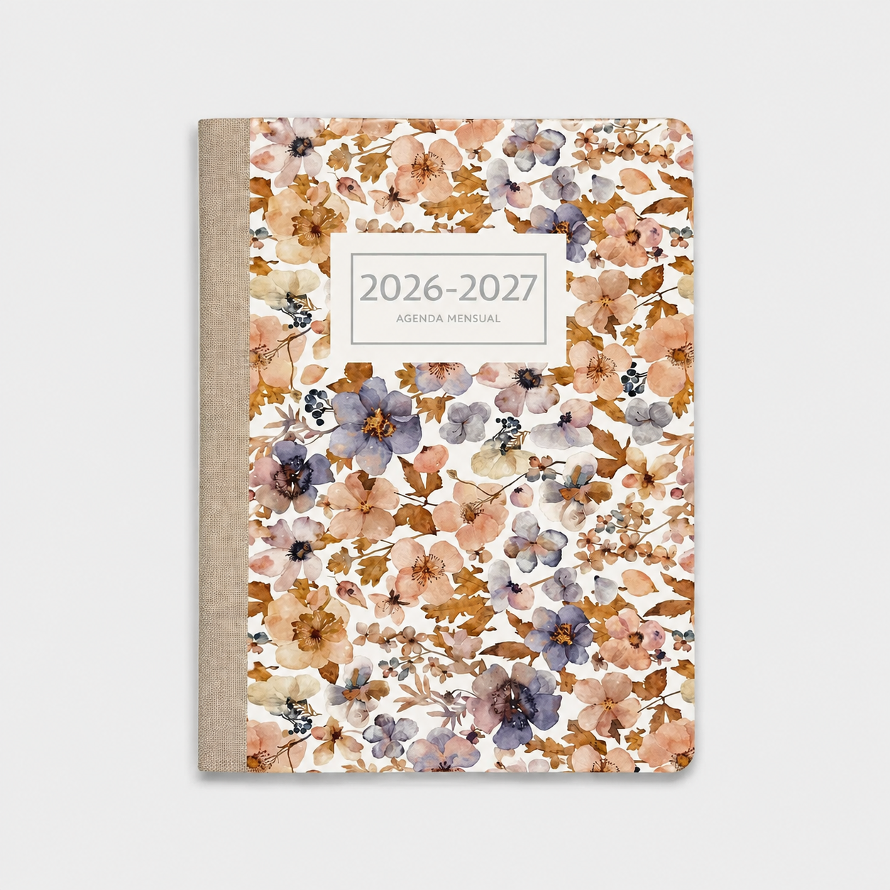 Agenda Mensual 2026-27 Castellano - 16 meses - Pressed Flowers Light