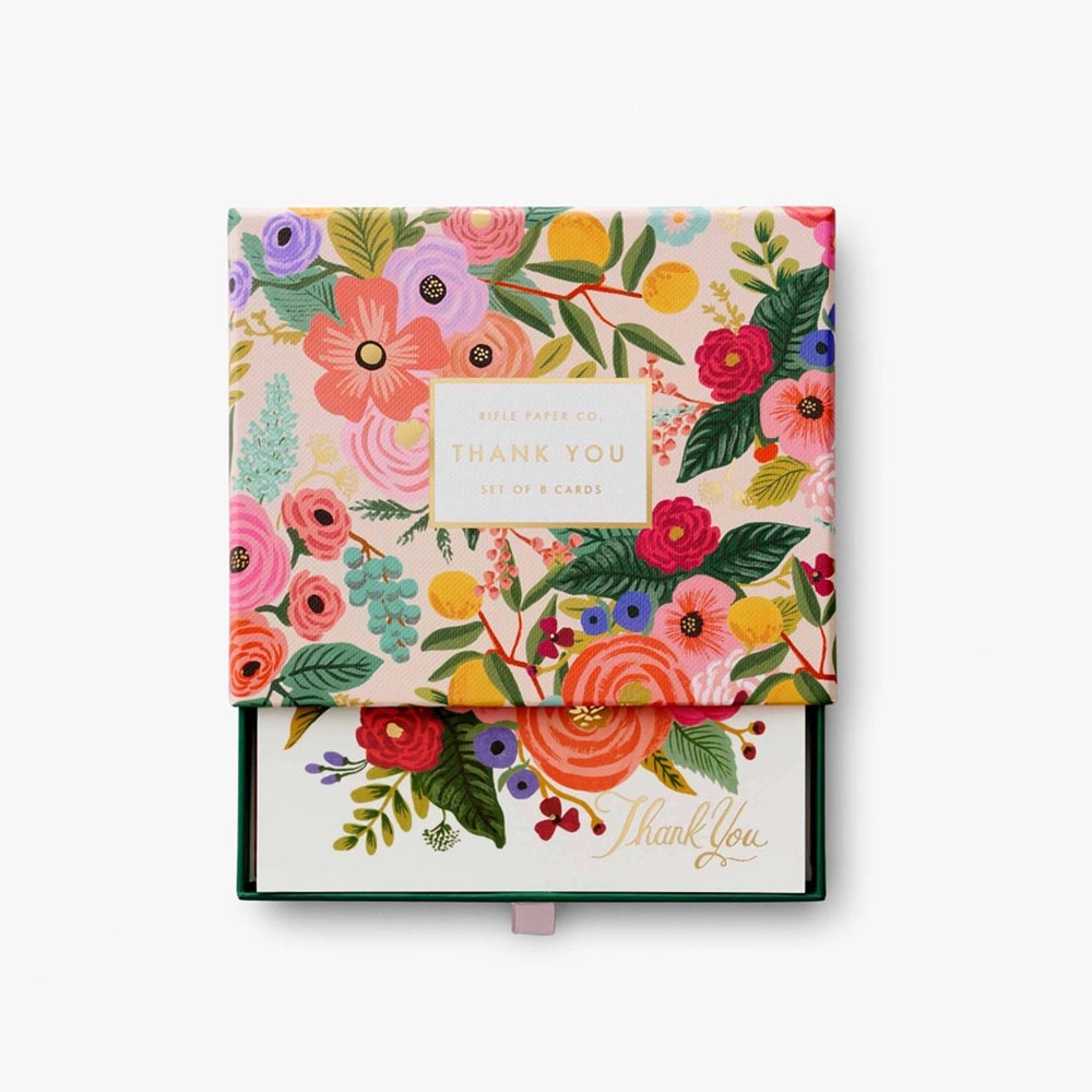 Caixa amb 8 targetes postals agraïment Garden Party - Rifle Paper