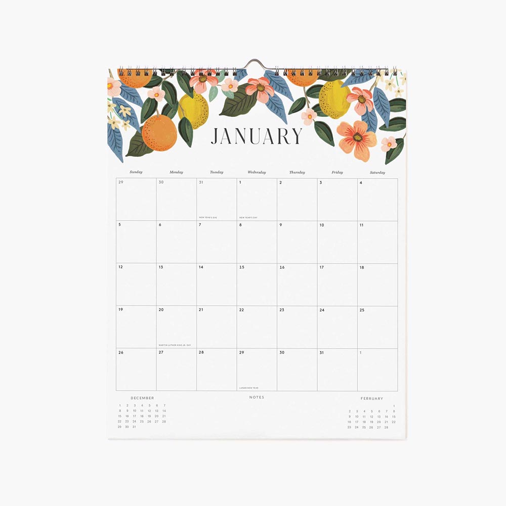 Calendario de pared 2025 Roses - Rifle Paper