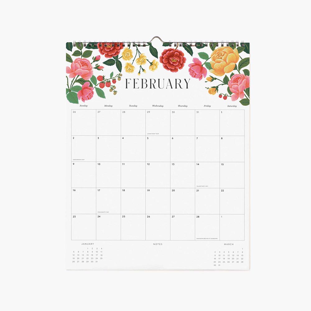 Calendario de pared 2025 Roses - Rifle Paper