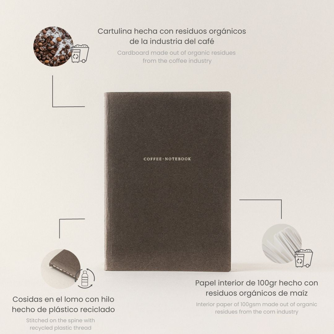 Pequeña libreta de notas de papel de cafe